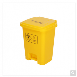 谋福 1169医用垃圾桶利器盒废物黄色脚踏式锐器盒脚踩带盖加厚垃圾箱（30L黄色医用垃圾桶 加厚 ）