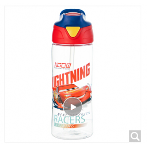 迪士尼（Disney）儿童吸管杯运动水杯子学生夏季喝水瓶男女塑料Tritan水壶500ml 红色汽车