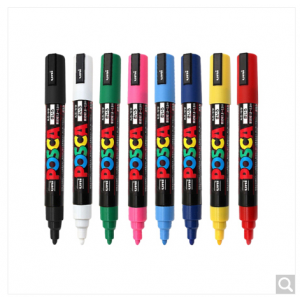 日本三菱（Uni）马克笔套装8色（中字）彩色记号笔广告笔涂鸦笔POSCA PC-5M
