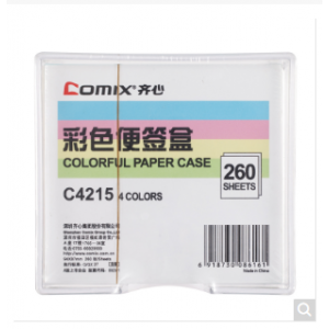 齐心 C4215 彩色便签盒(配纸94*87mm) 透明 单位：盒