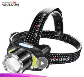 沃尔森 Warsun W81头灯LED可变焦感应头灯夜钓强光充电超亮头戴式电筒3000米远射防水矿灯户外钓鱼