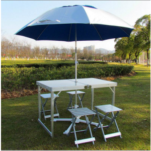 山野人家554-1便携式折叠桌椅铝合金带伞孔1桌4椅(套)四川专供