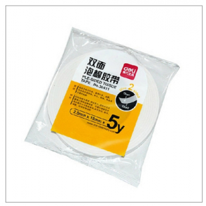 得力 30411 EVA泡棉双面胶带 18mmｘ5y袋装 1卷/袋 （单位：袋） 白